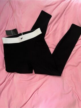 Fabletics Black Leggings with White Trim